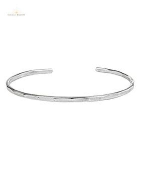 Handmade Hammered Cuff Bracelet Women Solid Sterling Silver
